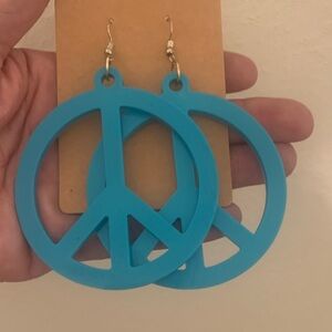 Blue Peace Sign Earrings